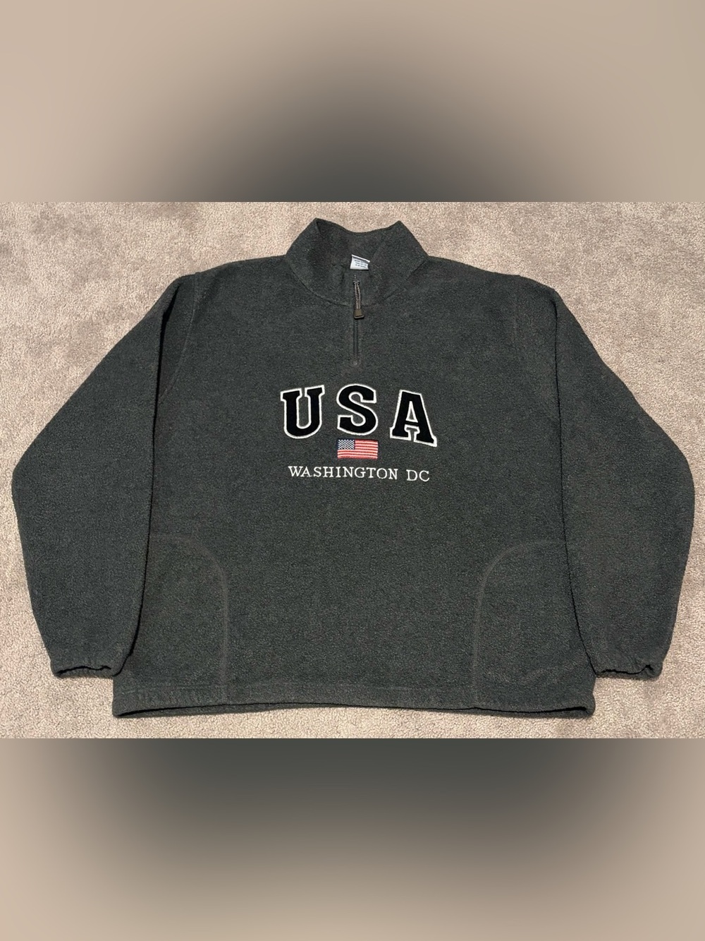 USA Washington D.C Men’s Gray Fleece Pullover 1/4 Zip Sweater Size 2XL